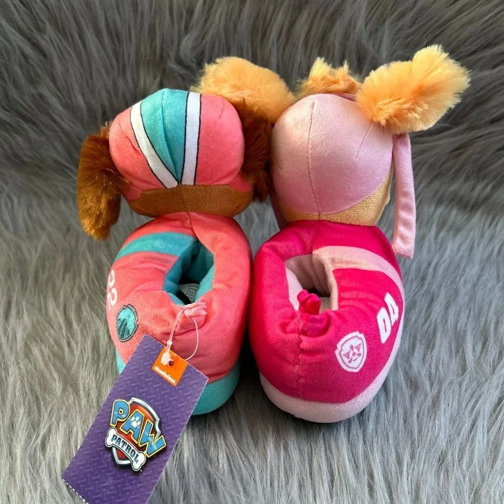 Paw Patrol Plush Slippers Toddler Girls Size 5-6 Pink Slip On Lightweight Shoes